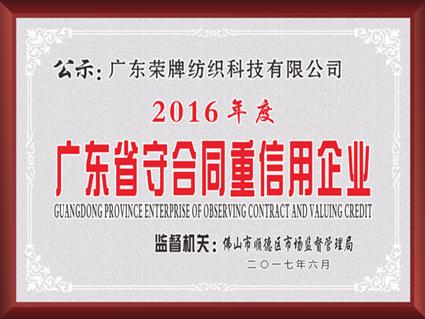 必一·运动(B-Sports)2017年获顺德政府颁发“广东省守合同重信用企业”